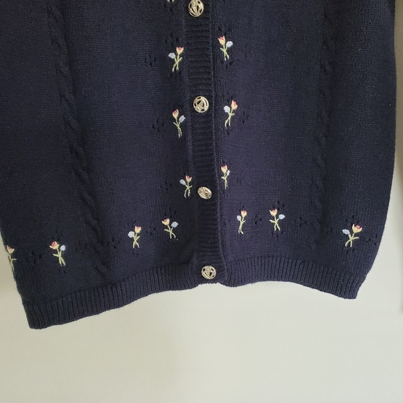 Vintage Northern Reflections Button Front Cardigan Size S Blue Floral - Picture 7 of 14